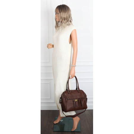 Torebka damska shopper kuferek elegancka torba do pracy CH810 Czekoladowa