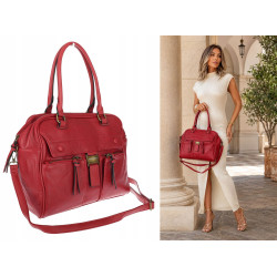 Torebka damska shopper A4 kuferek elegancka torba do pracy CH810 Czerwona