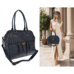 Torebka damska shopper A4 kuferek elegancka torba do pracy CH810 Granatowa