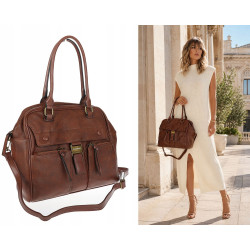 Torebka damska shopper A4 kuferek elegancka torba do pracy CH810 Brązowa