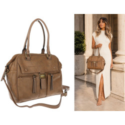 Torebka damska shopper A4 kuferek elegancka torba do pracy CH810 Beżowa