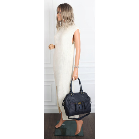 Torebka damska shopper A4 kuferek elegancka torba do pracy CH810 Granatowa