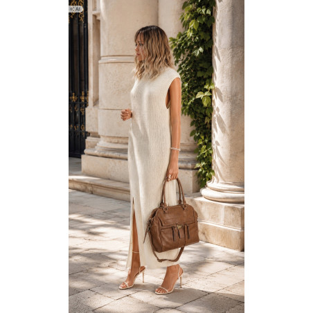 Torebka damska shopper A4 kuferek elegancka torba do pracy CH810 Beżowa