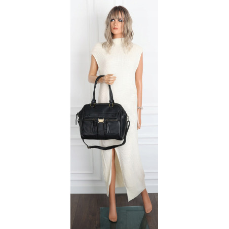 Torebka damska shopper A4 kuferek elegancka torba do pracy CH810 Czarna