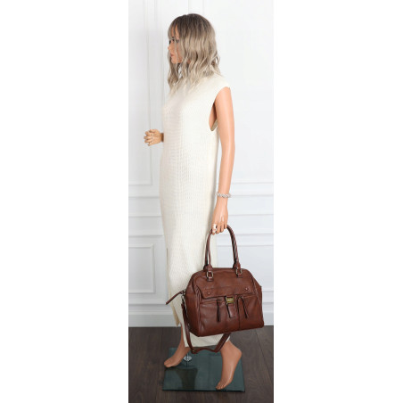 Torebka damska shopper A4 kuferek elegancka torba do pracy CH810 Brązowa
