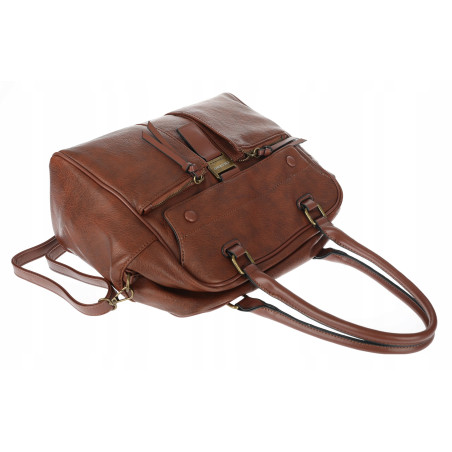 Torebka damska shopper A4 kuferek elegancka torba do pracy CH810 Brązowa
