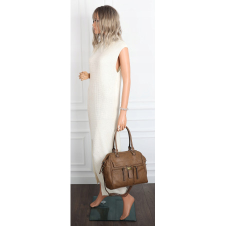 Torebka damska shopper A4 kuferek elegancka torba do pracy CH810 Beżowa