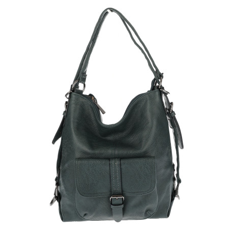 Torebka Miejska 2w1 Shopper Plecak Worek Torba Modna na Ramię SQ36A Zielona