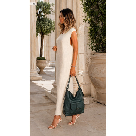 Torebka Miejska 2w1 Shopper Plecak Worek Torba Modna na Ramię SQ36A Zielona