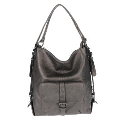 Torebka Miejska 2w1 Shopper Plecak Worek Torba Modna na Ramię SQ36A Srebrna