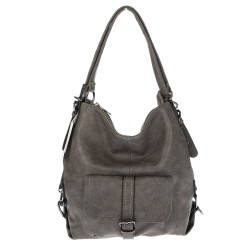 Torebka Damska Miejska 2w1 Shopper Plecak Worek Torba na Ramię SQ36A Szara