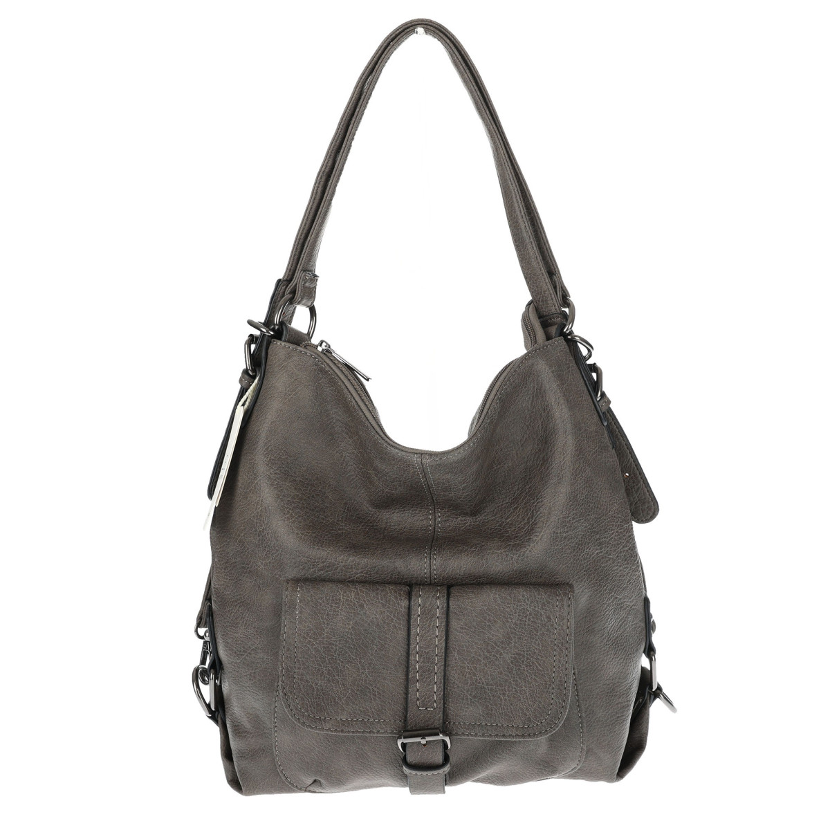 Torebka Damska Miejska 2w1 Shopper Plecak Worek Torba na Ramię SQ36A Szara