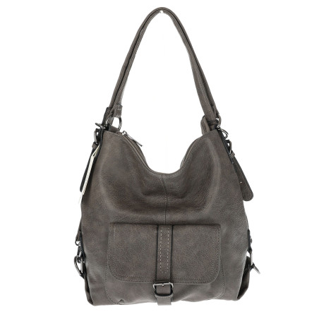 Torebka Damska Miejska 2w1 Shopper Plecak Worek Torba na Ramię SQ36A Szara