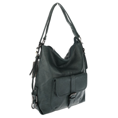 Torebka Miejska 2w1 Shopper Plecak Worek Torba Modna na Ramię SQ36A Zielona