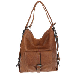 Torebka Miejska 2w1 Shopper Plecak Worek Torba Modna na Ramię SQ36A Brązowa