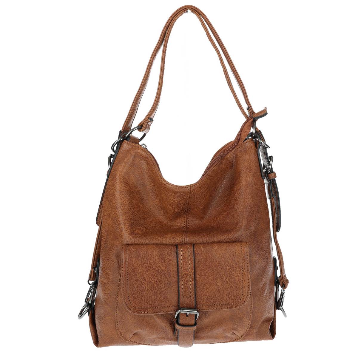 Torebka Miejska 2w1 Shopper Plecak Worek Torba Modna na Ramię SQ36A Brązowa