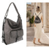 Torebka Miejska 2w1 Shopper Plecak Worek Torba Modna na Ramię SQ36A Srebrna