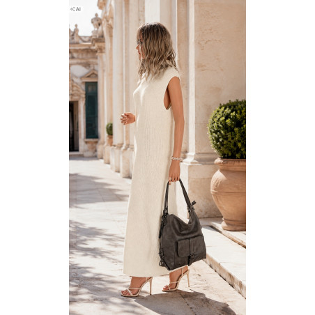Torebka Damska Miejska 2w1 Shopper Plecak Worek Torba na Ramię SQ36A Szara