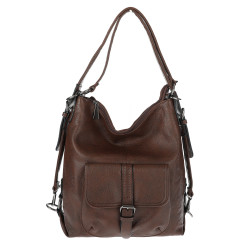 Torebka Miejska 2w1 Shopper Plecak Worek Torba na Ramię SQ36A Czekoladowa