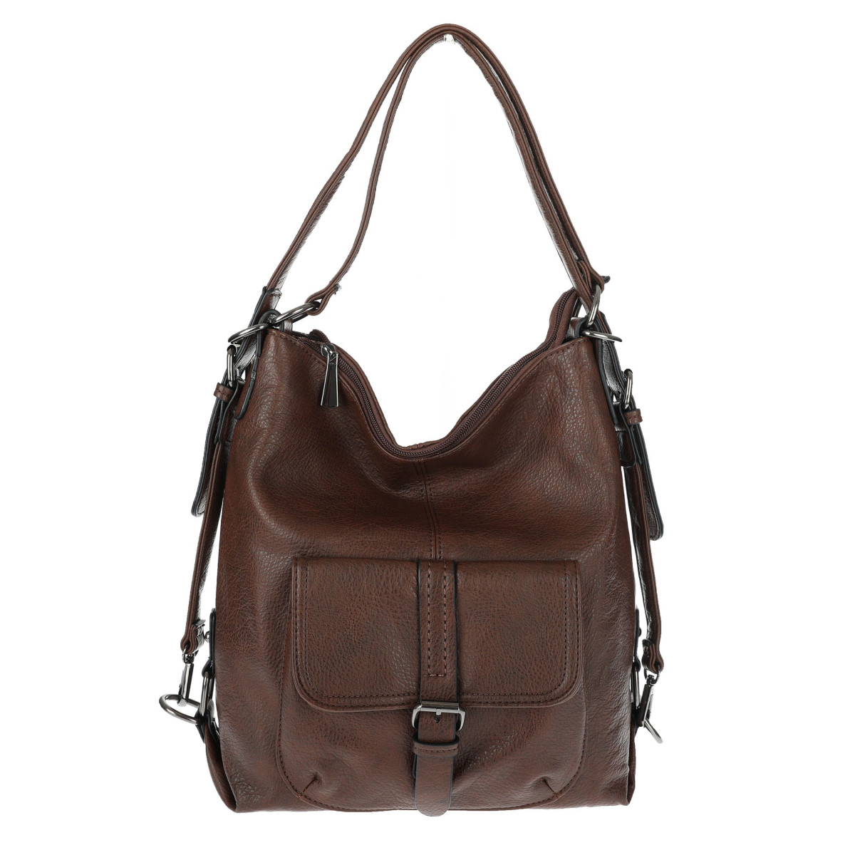 Torebka Miejska 2w1 Shopper Plecak Worek Torba na Ramię SQ36A Czekoladowa