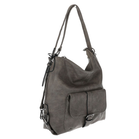 Torebka Damska Miejska 2w1 Shopper Plecak Worek Torba na Ramię SQ36A Szara