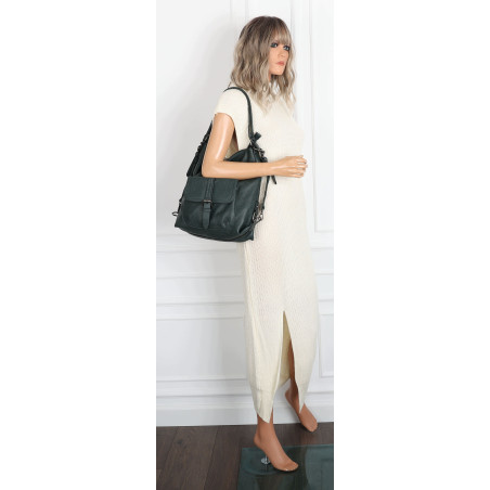 Torebka Miejska 2w1 Shopper Plecak Worek Torba Modna na Ramię SQ36A Zielona