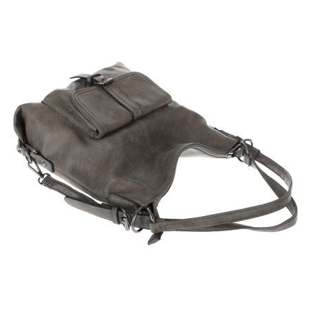 Torebka Damska Miejska 2w1 Shopper Plecak Worek Torba na Ramię SQ36A Szara