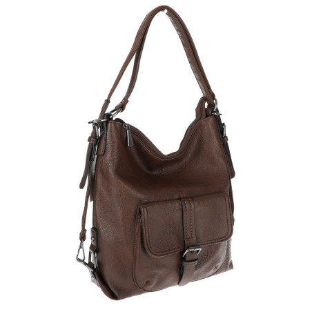 Torebka Miejska 2w1 Shopper Plecak Worek Torba na Ramię SQ36A Czekoladowa