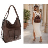 Torebka Miejska 2w1 Shopper Plecak Worek Torba na Ramię SQ36A Czekoladowa