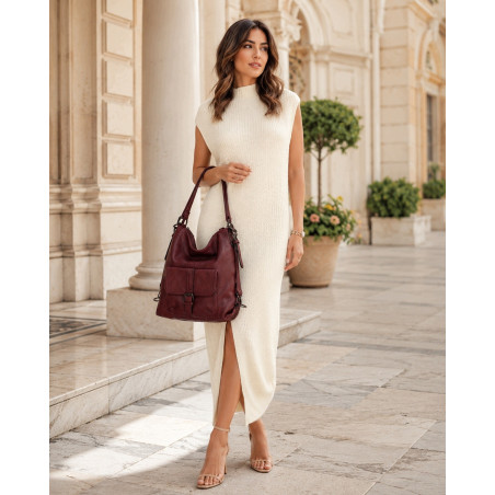 Torebka Miejska 2w1 Shopper Plecak Worek Torba na Ramię SQ36A Czerwona