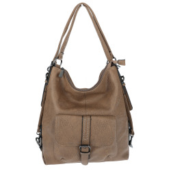 Torebka Damska Miejska 2w1 Shopper Plecak Worek Torba na Ramię SQ36A Beżowa