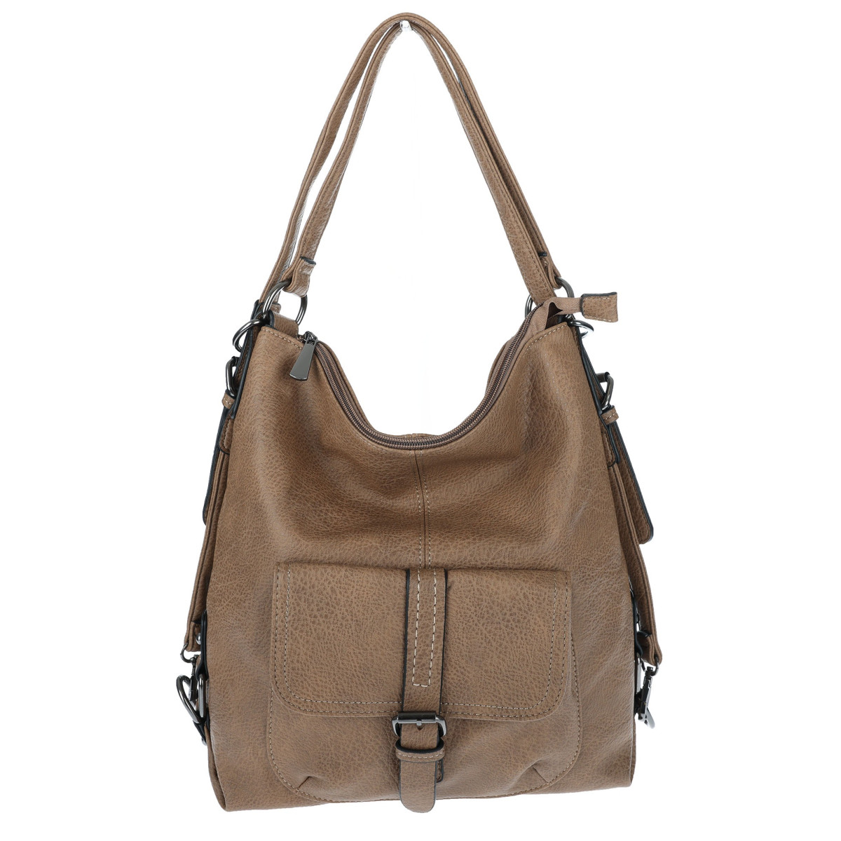 Torebka Damska Miejska 2w1 Shopper Plecak Worek Torba na Ramię SQ36A Beżowa