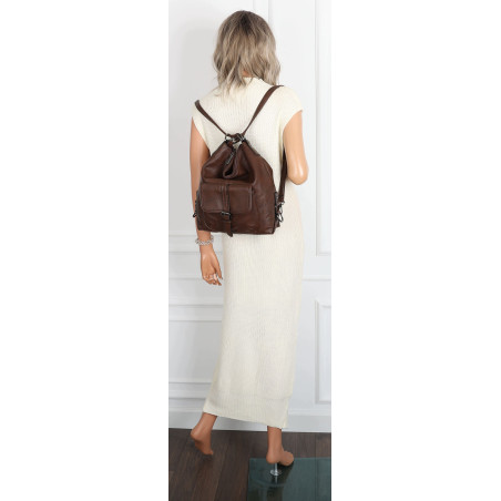 Torebka Miejska 2w1 Shopper Plecak Worek Torba na Ramię SQ36A Czekoladowa