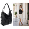Torebka Damska Miejska 2w1 Shopper Plecak Worek Torba na Ramię SQ36A Czarna
