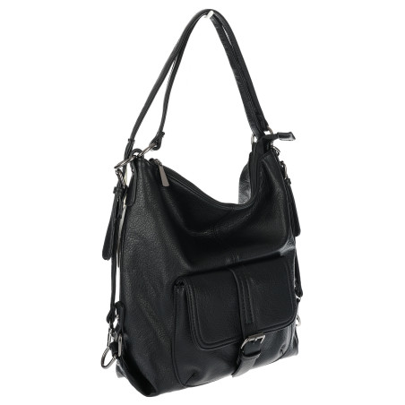 Torebka Damska Miejska 2w1 Shopper Plecak Worek Torba na Ramię SQ36A Czarna