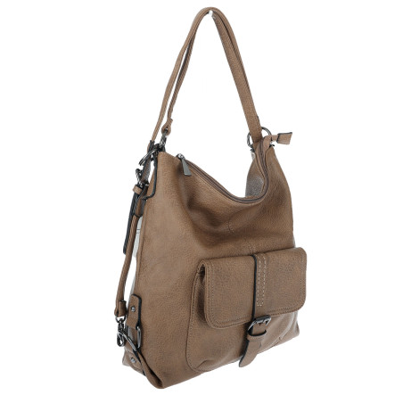 Torebka Damska Miejska 2w1 Shopper Plecak Worek Torba na Ramię SQ36A Beżowa