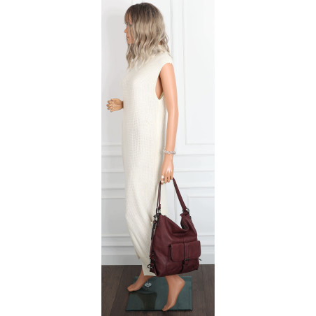 Torebka Miejska 2w1 Shopper Plecak Worek Torba na Ramię SQ36A Czerwona