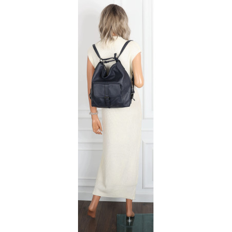 Torebka Miejska 2w1 Shopper Plecak Worek Torba na Ramię SQ36A Granatowa