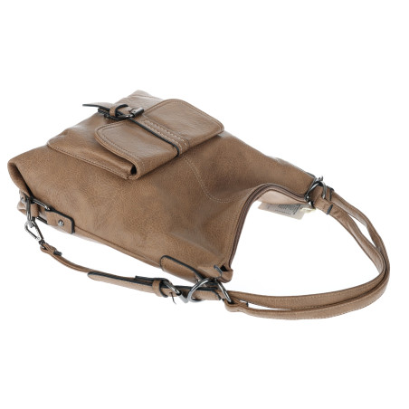 Torebka Damska Miejska 2w1 Shopper Plecak Worek Torba na Ramię SQ36A Beżowa