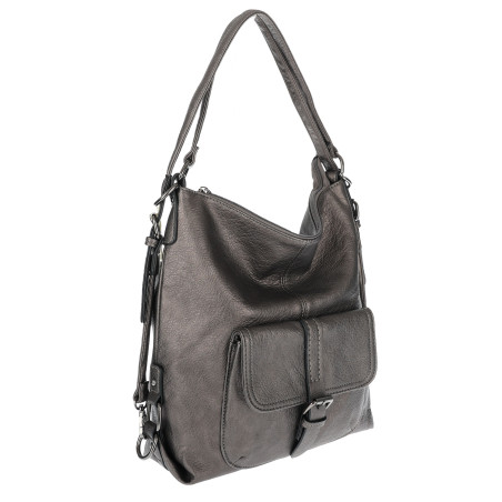 Torebka Miejska 2w1 Shopper Plecak Worek Torba Modna na Ramię SQ36A Srebrna