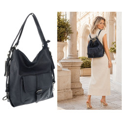 Torebka Miejska 2w1 Shopper Plecak Worek Torba na Ramię SQ36A Granatowa