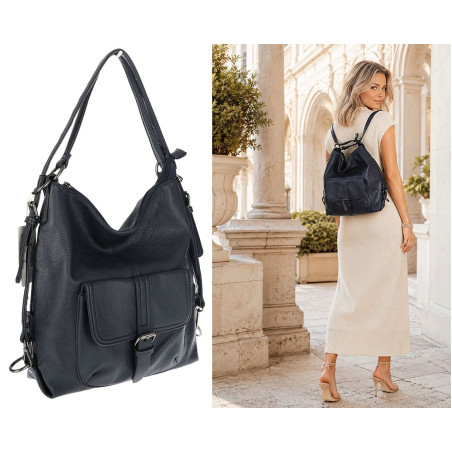 Torebka Miejska 2w1 Shopper Plecak Worek Torba na Ramię SQ36A Granatowa