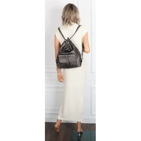 Torebka Miejska 2w1 Shopper Plecak Worek Torba Modna na Ramię SQ36A Srebrna