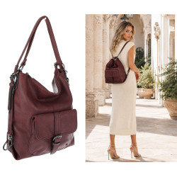 Torebka Miejska 2w1 Shopper Plecak Worek Torba na Ramię SQ36A Czerwona