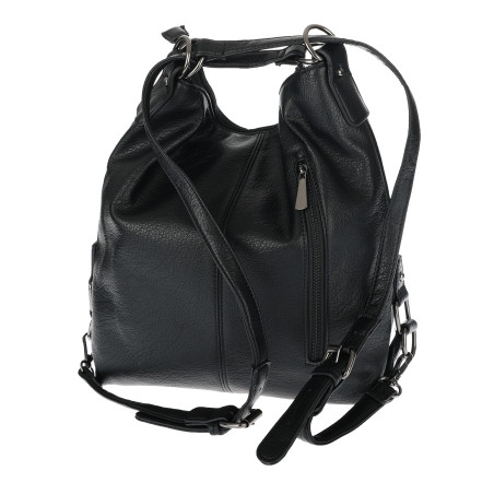 Torebka Damska Miejska 2w1 Shopper Plecak Worek Torba na Ramię SQ36A Czarna