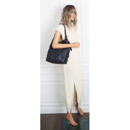 Torebka Miejska 2w1 Shopper Plecak Worek Torba na Ramię SQ36A Granatowa