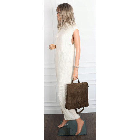 Torebka damska zamszowa listonoszka plecak 2w1 Pojemna A4 torba PB740 Khaki