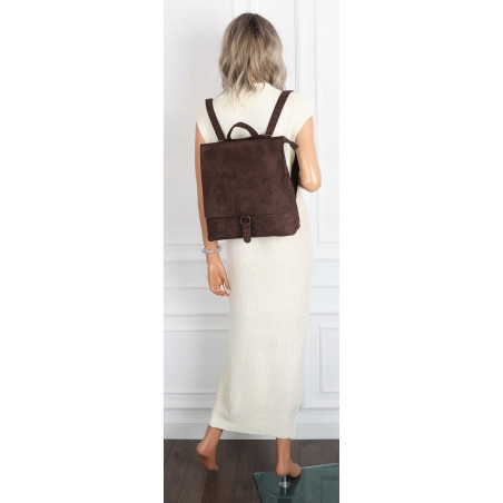 Torebka damska zamszowa listonoszka A4 plecak 2w1 Pojemna PB740 Czekoladowa