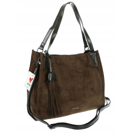 Torebka damska shopper zamszowa pojemna na ramię modna lekka OS137 Zielona
