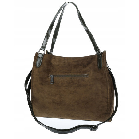Torebka damska shopper zamszowa pojemna na ramię modna lekka OS137 Zielona